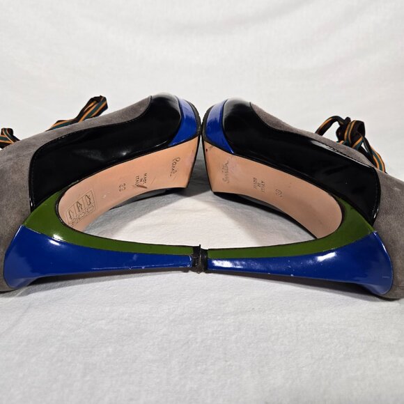 Rare ITALY Vintage PAUL SMITH Old Stock Lace Up Platform Heels Oxfords Size 8.5. - Picture 10 of 17